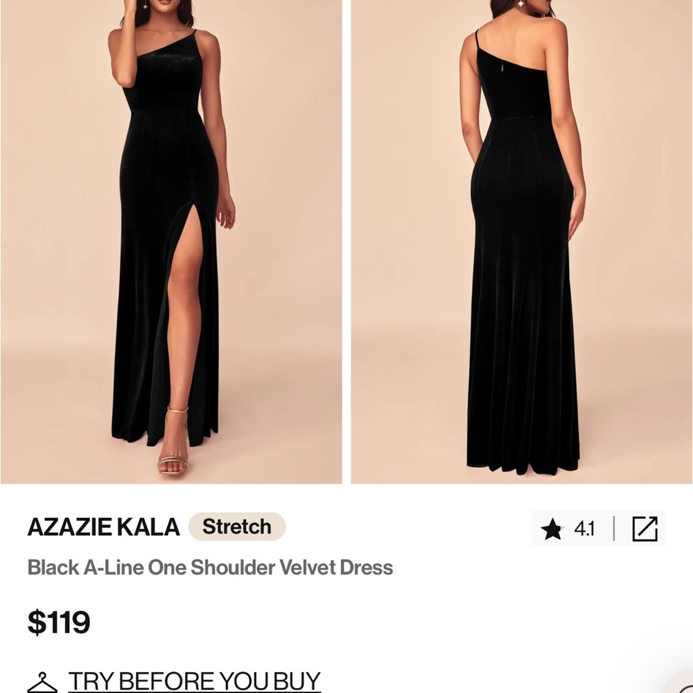 Azazie Black Asymmetrical One Shoulder Gown